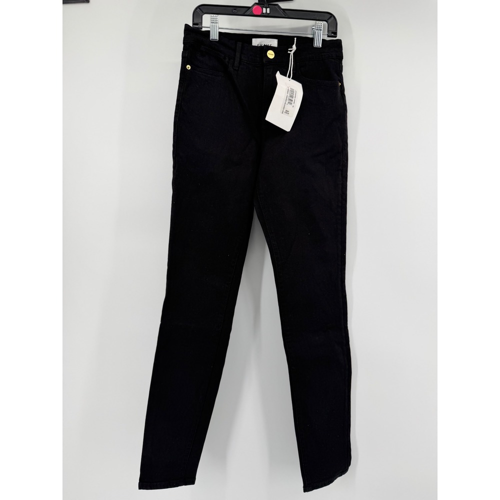 Frame Le High Skinny Jeans Womens 26 Black High Rise Ankle Denim Trousers NEW